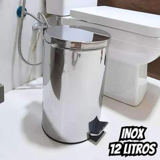 Lixeira Em Aço Inoxidável Com Pedal E Balde Removível De 12 Litros.