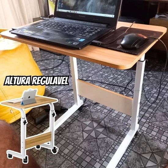 Mesa Mesinha Notebook Estudo Com Altura Regulavel E Rodinhas