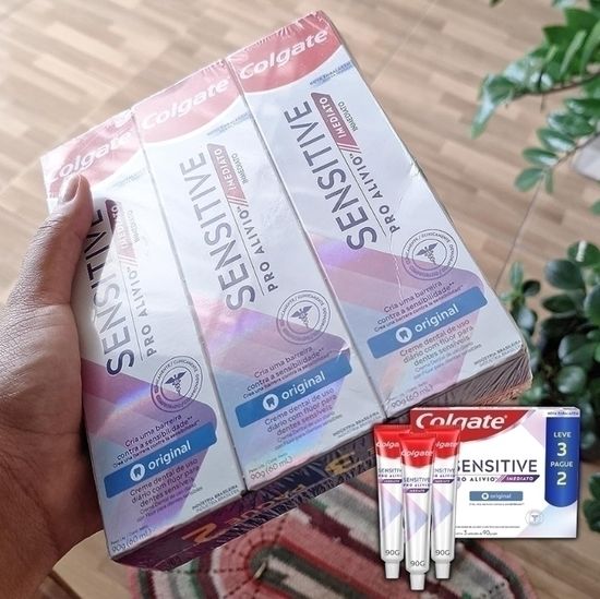 Colgate Creme Dental Para Dentes Sensíveis Sensitive Pro Alivio Imediato Original, Para Alívio Imediato^ Da Sensibilidade Nos Dentes, Leve 3 Pague 2, 90g Cada