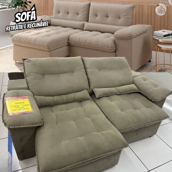 Sofá Retrátil Reclinável 3 Lugares Suede Veludo - Arezzo BestHouse