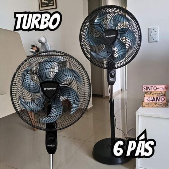 Ventilador De Coluna Cadence Eros Turbo, 220v, Preto E Azul, Vtr869