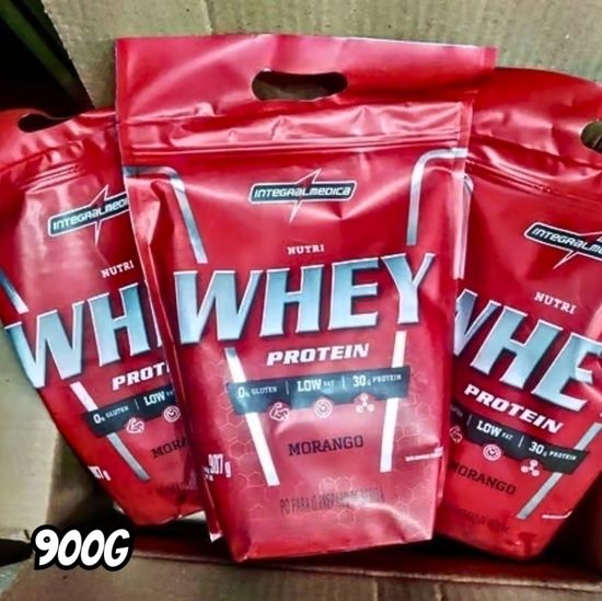 Suplemento Em Pó Integralmédica  Nutri Whey Protein Proteínas Sabor Morango Em Sachê De 900g