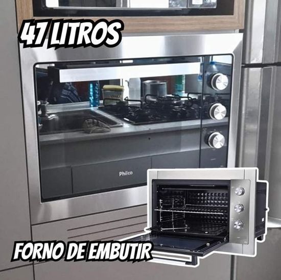 Forno Elétrico de Embutir Philco PFE47E Esmaltado Dupla Resistência 47L 220V