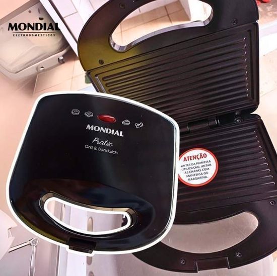 Sanduicheira SN-01 2 em 1 Pratic Grill Potência de 750W Cor Preto Mondial 110V