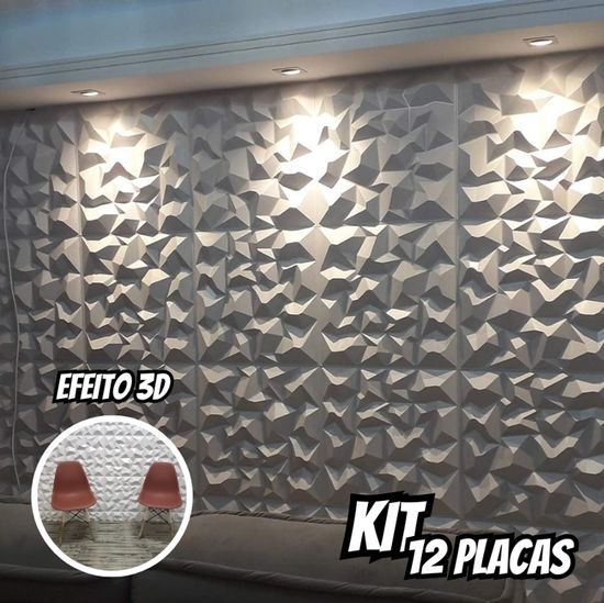 Kit com 12 Placas 3D AutoAdesivas Revestimento de Parede Alpes 50x50cm 3m²