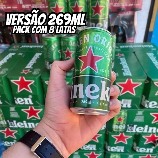 Cerveja Puro Malte Lager Premium Com 8 Latas 269ml Heineken