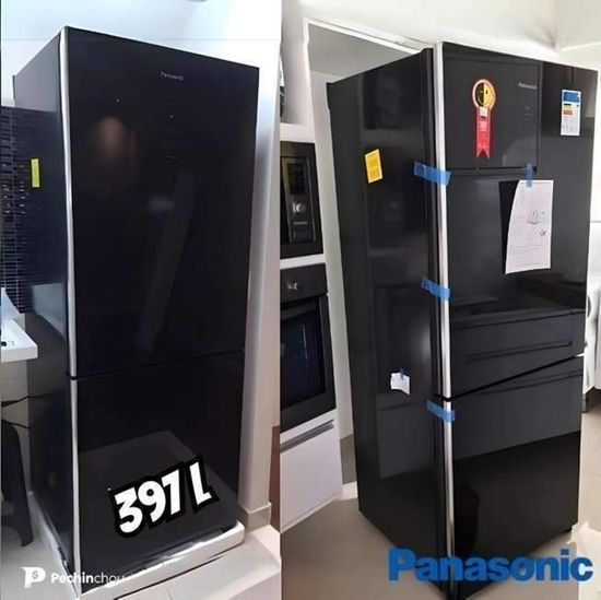 Geladeira Bb41 Black Glass 397l A+++ 60cm Panasonic Cor Preto 110v