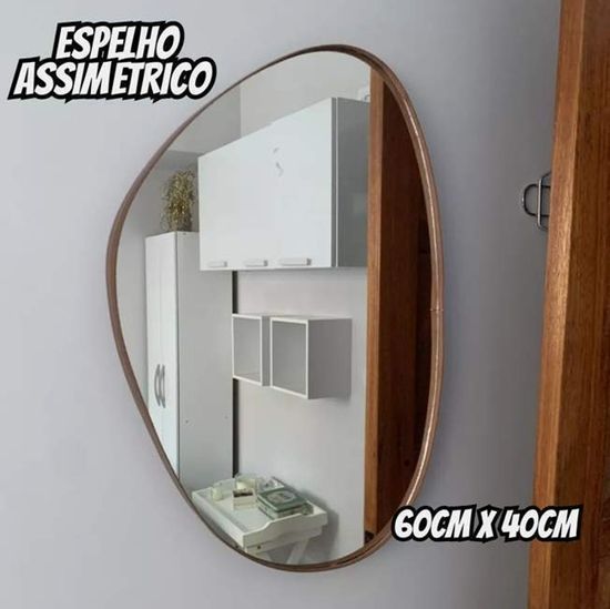 Espelho Orgánico De Parede Orgánico Do 64cm X 44cm Preto