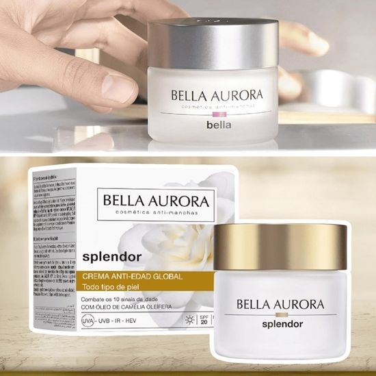 Bella Aurora - Creme Facial Diurno Anti-Idade e Antirrugas 50+ Anos - Creme Facial Hidratante com FPS 20 - Antimanchas - Creme Facial de Dia Efeito Lifting - Splendor 10-50 ml