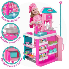 brinquedo-cozinha-gourmet-infantil-completa-com-acessorios-torneirinha-com-agua-magic-toys - Imagem