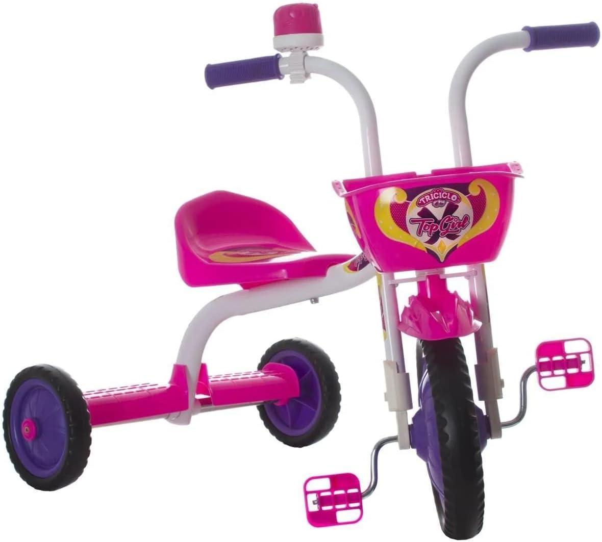 triciclo-ultra-bike-top-girl-velotrol-motoca-brancorosa - Imagem