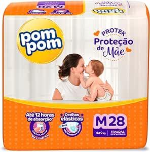 fralda-pom-pom-protek-protecao-de-mae-jumbo-m-28-unidades - Imagem