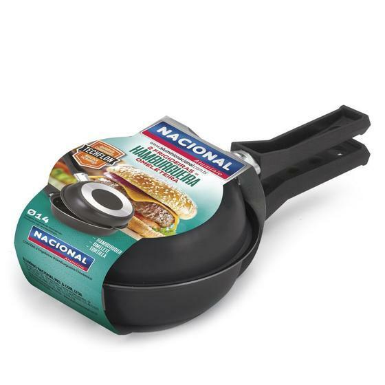frigideira-dupla-hamburgueira-e-omeleteira-antiaderente-14-cm-preto-aluminio-nacional - Imagem
