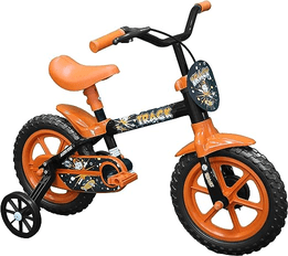 bicicleta-arco-iris-infantil-aro-12-preto-e-laranja-track-bikes - Imagem
