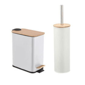 kit-lixeira-3-litros-bambu-pedal-escova-sanitaria-higiene-pgb - Imagem