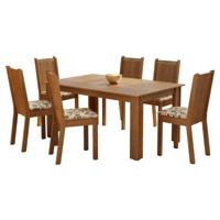 conjunto-sala-de-jantar-madesa-analu-mesa-tampo-de-madeira-com-6-cadeiras - Imagem