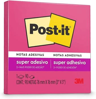 post-it-3m-bloco-de-notas-super-adesivas-pink-neon-76mm-x-76mm-90-folhas - Imagem