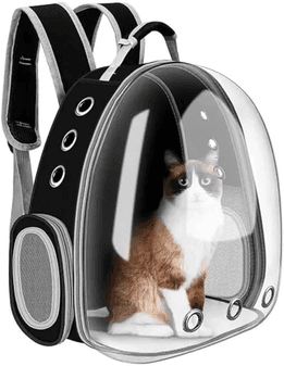 mochila-de-transporte-para-pets-cachorros-e-gatos-com-ventilacao-transparente-e-visao-panoramica-bolsa-astronauta-passeio-animal-de-estimacao-portatil-preto - Imagem