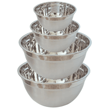kit-com-4-tigelas-bowls-de-14-18-22-e-26-cm-de-diametro-feitas-de-aco-inox-com-brilho-interno-e-fosco-externo-facil-de-limpar-resistentes-duraveis-e-elegantes-premium-marca-amoreja - Imagem