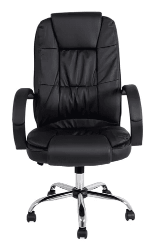 cadeira-de-escritorio-travel-max-presidente-johnson-ergonomica-preta-com-estofado-de-couro-sintetico - Imagem