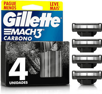 gillette-mach3-carbono-refil-para-aparelho-de-barbear-reutilizavel-com-carvao-ativado-e-fita-lubrificante-melhorada-4-uds - Imagem