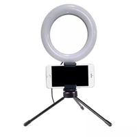 iluminador-ring-light-6-polegadas-10cm-com-tripe-e-suporte-para-celular-ideal-para-digital-influencer-video-conferencia-centrao - Imagem