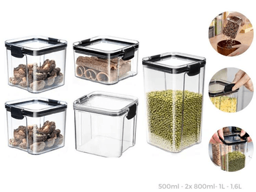 kit-5-potes-acrilico-hermetico-para-armazenar-alimentos-plasnorthon - Imagem