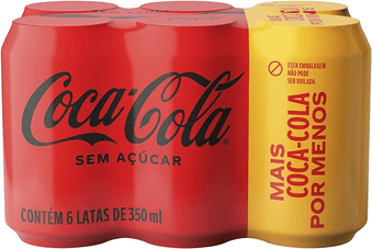pack-de-coca-cola-sem-acucar-350ml-6-unidades - Imagem