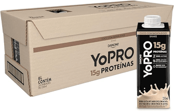 pack-yopro-bebida-lactea-uht-coco-com-batata-doce-15g-de-proteinas-250ml-24-unidades - Imagem